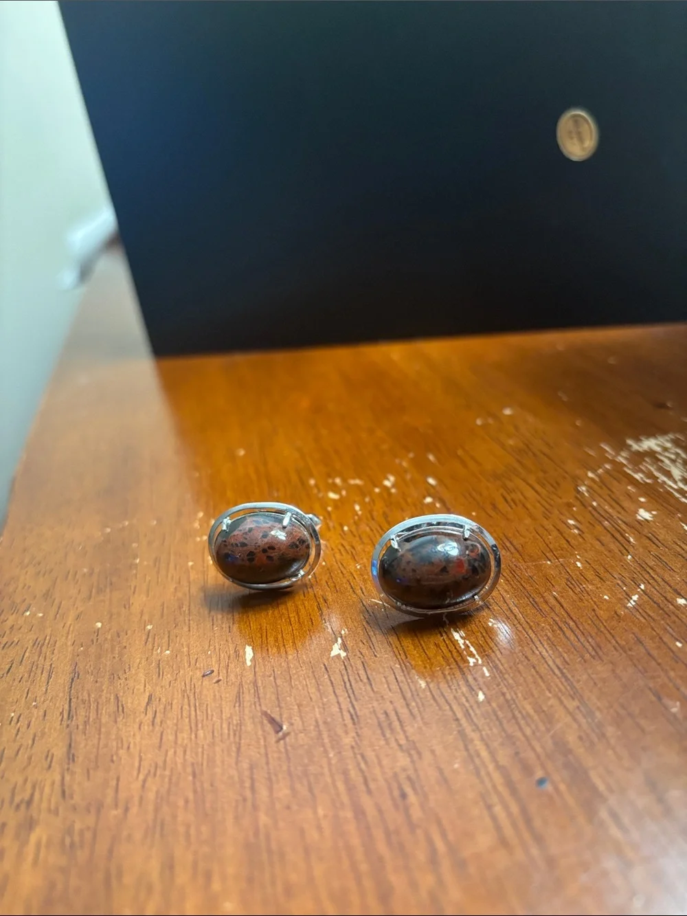 Jasper inspired oval cufflinks
